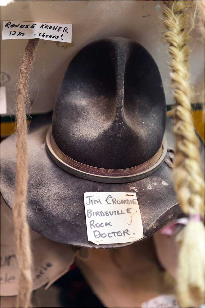 Legendarily Stockman Jimmy Cromby's hat inside the Mungerannie Pub, Outback
